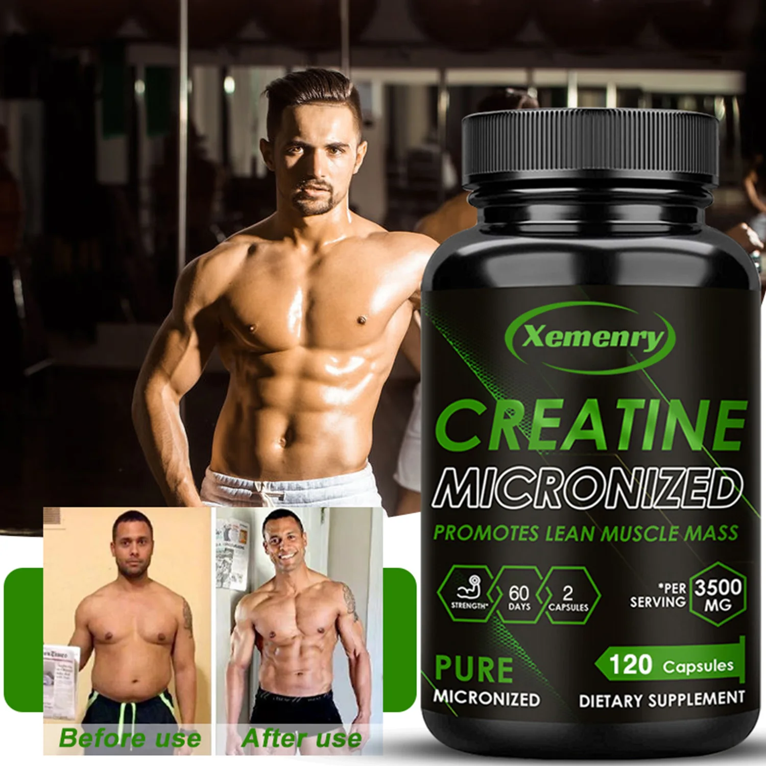 

Creatine Monohydrate — наращивание мышц и улучшения производительности, взрывная мощность для мужчин, увеличение прочности — 120 капсул