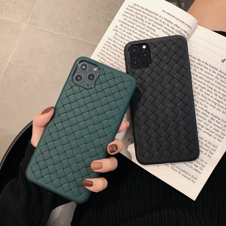 Breathable Mesh Case For iPhone 13 12 11 Pro X XS Max XR 12 Mini 6 6s 7 8 Plus Leather Weaving BV Grid Cover Silicone Funda