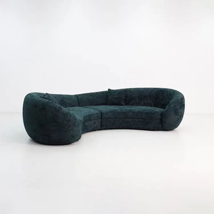 @#Modern Luxury Boucle Curved Sofa Contemporary Upholstered Cloud Couch for Living Room Decorative Features