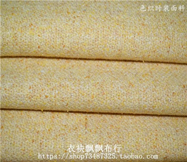Tissus de haute qualité pour costumes pour hommes et femmes, jupe de costume en laine mélangée à pois de couleur jaune clair