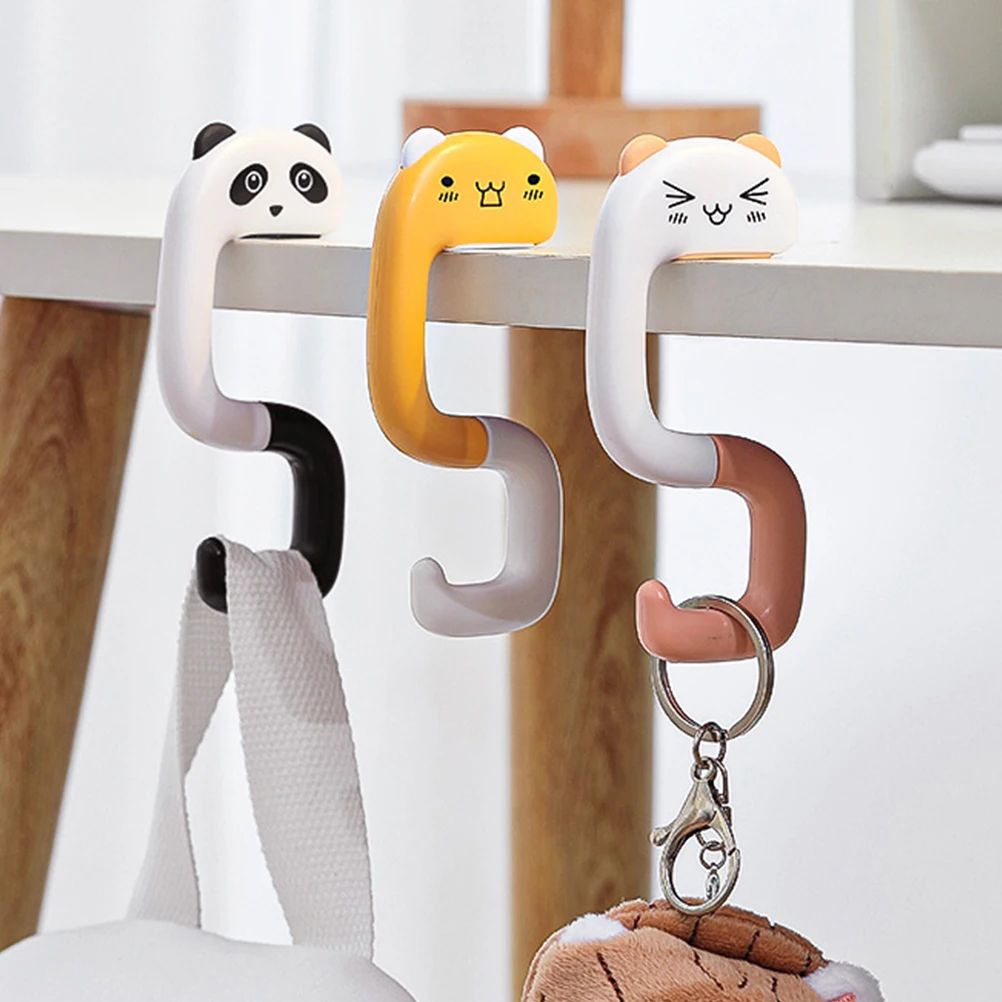 

4pcs Panda Desk Backpack Hooks Abs Rustproof Bag Hanger For Home Kitchen Bathroom Plastic Hanging Hook Towels Coats Hats
