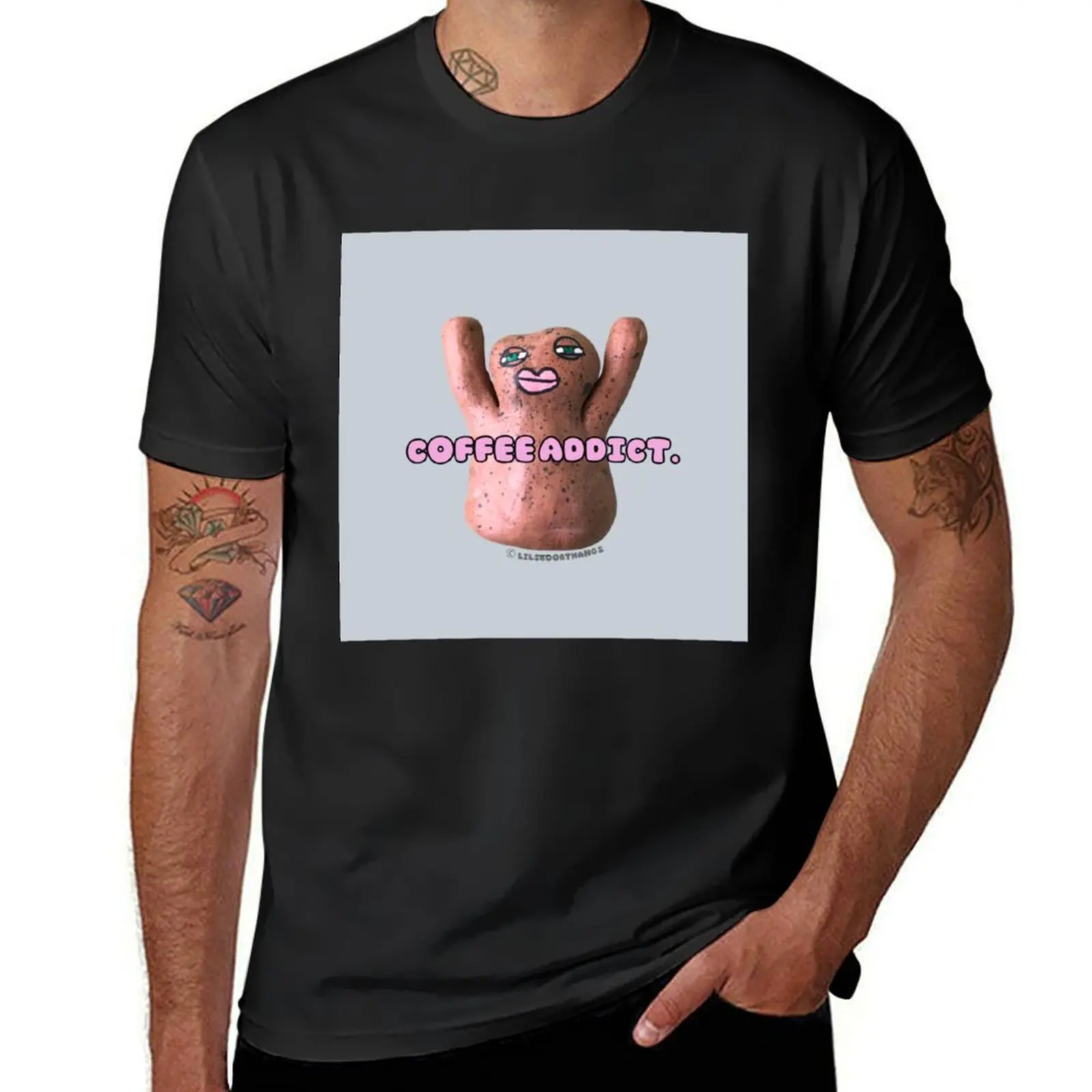 Coffee addict., Mr. Blob, blob, cute blob, v14 @lilsboobthangs ? T-Shirt Blouse cute tops t shirts for men cotton