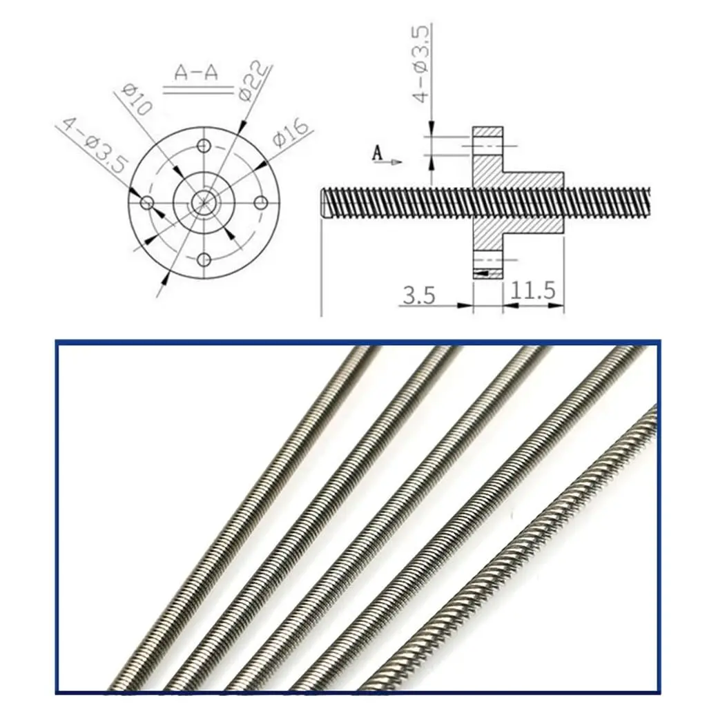 1pcs T6 สกรูตะกั่วรอบหน้าแปลน Trapezoidal ขวาเกลียวทองเหลือง PITCH 1/2 มม./4 มม./6/12 มม.สําหรับ 3D เครื่องพิมพ์