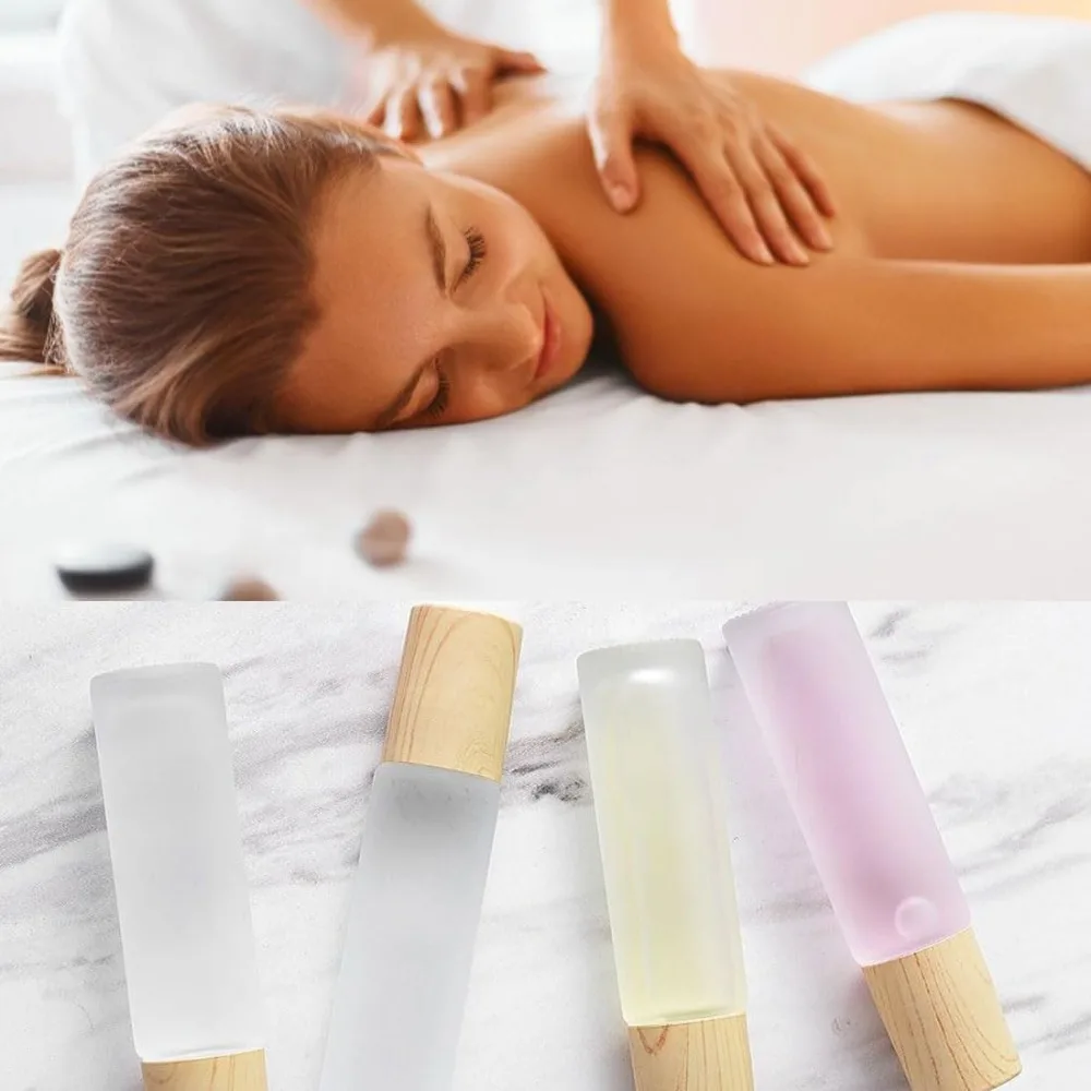 20 Stück Ätherische Öle Rollerflaschen aus Glas 10ml Nachfüllbarer Behälter mit Bambusdeckel Stahlkugeln Reise-Parfüm-Aufbewahrung – Detail 6