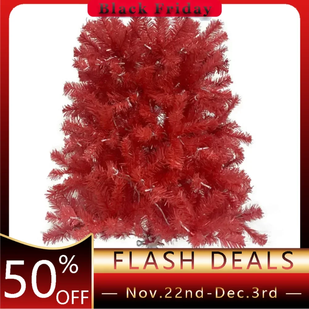 6 Foot Artificial Fir Curved Top Christmas Tree, Christmas Tree Bendable Santa Hat Style, 1250 Lush Branch Tips, 300 LED Lights