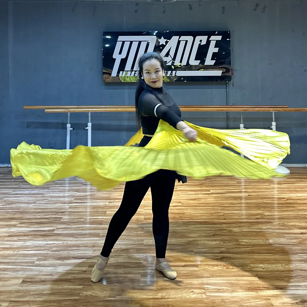 2Pcs Gold Dance Props Flag Isis Wings Church Performance Accessories Belly Dance Props Semicircle Flags For Adult