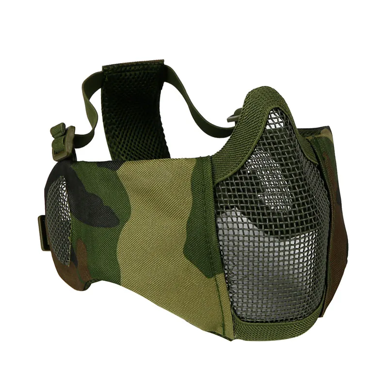 Masque demi-visage pliable DulAirsoft Paintball CS, maille en acier à faible teneur en carbone, masques de protection des oreilles confortables