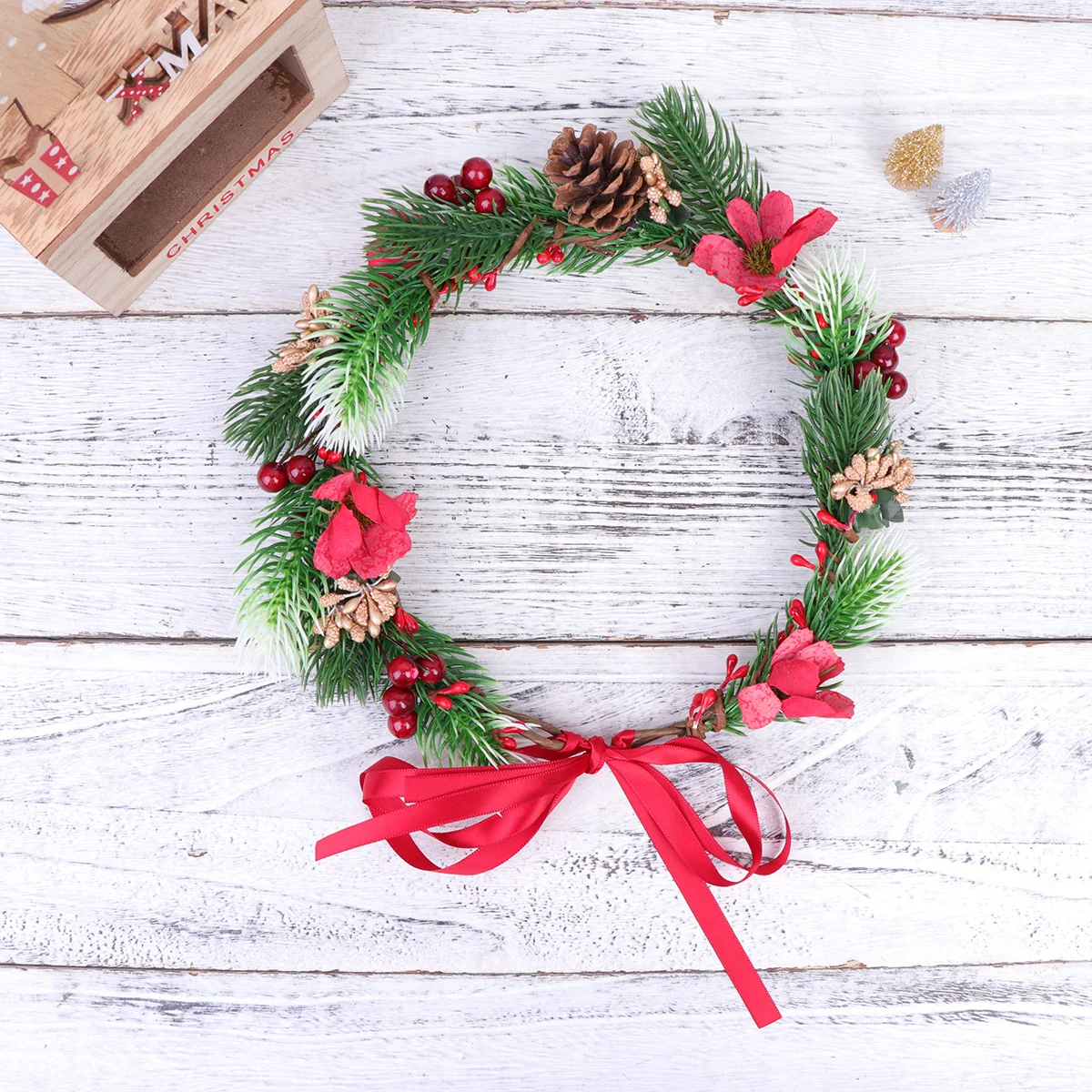 

Christmas Wreath Headband Adjustable Sweet Elegant Design Wedding Bridal Hairband Photo Prop Party Accessory Costume Travel