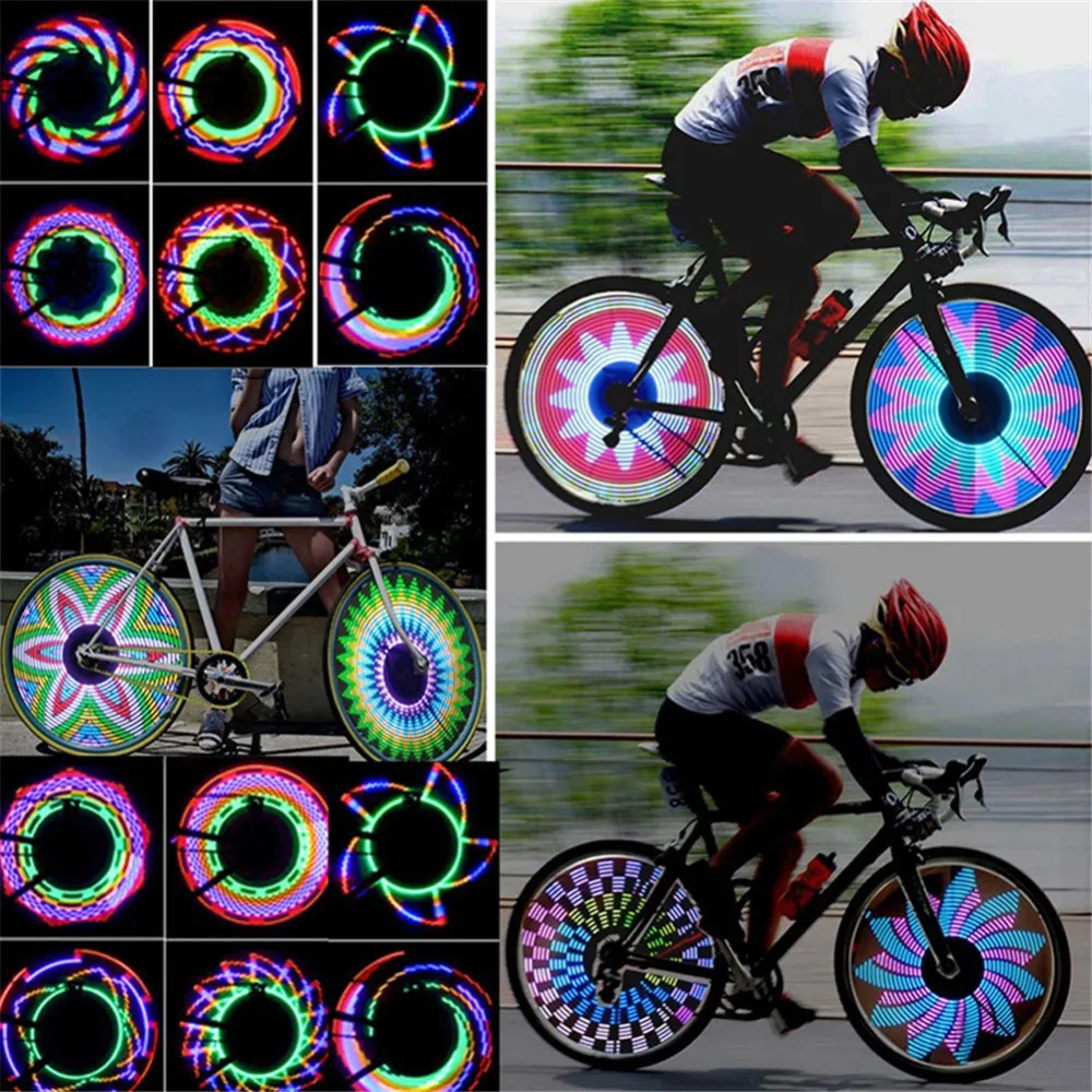 Colorful 32 Patterns Bike Wheel Light Double Display Flash Mode Wheel Spoke Light LED Bike Light for Bike Riding