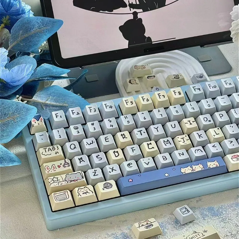 

Blue Meow Meow, Keycap 95 Keys, Cherry Highly PBT Customized, Suitable for Mechanical Gaming Keyboard Cap