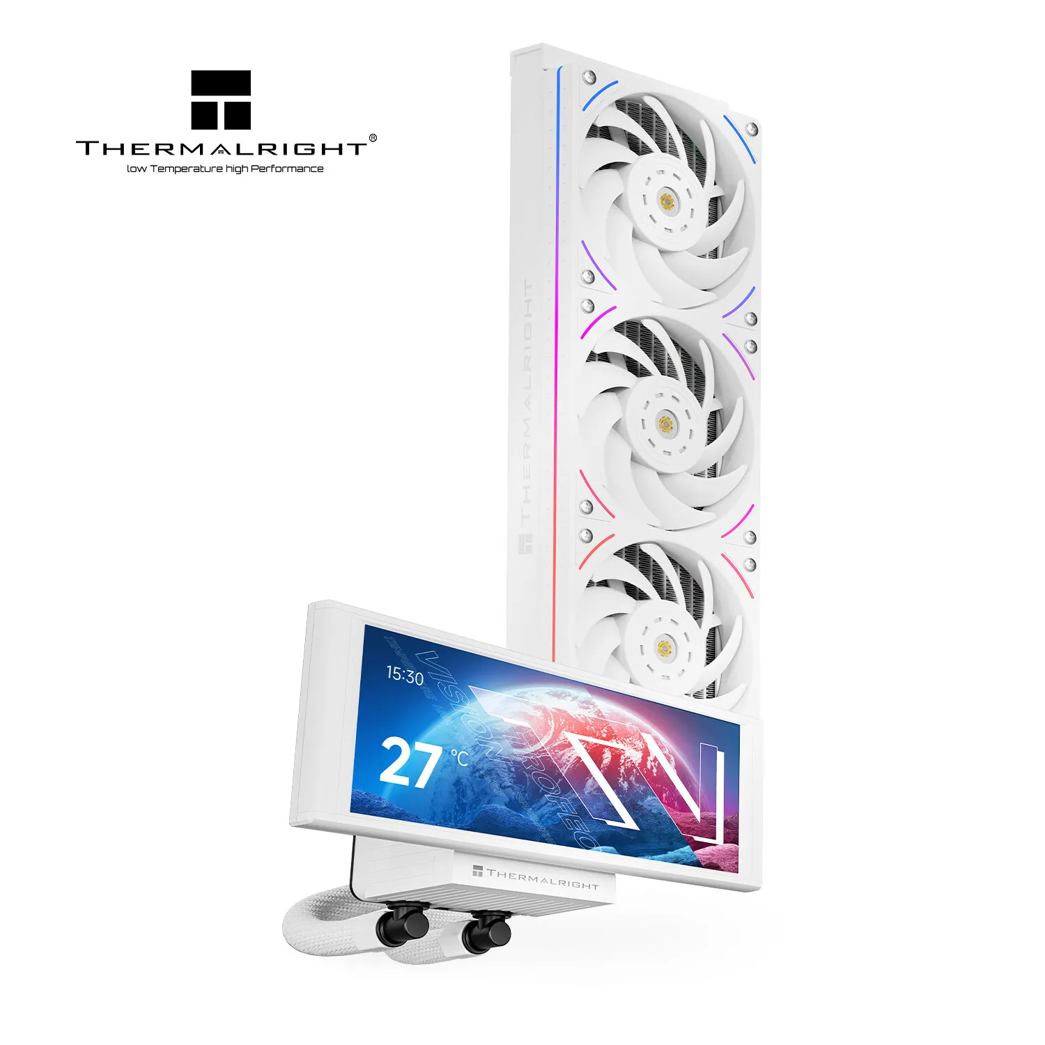 

Thermalright TROFEO VISION 360 ARGB БЕЛЫЙ Магнитный экран с охлаждающей головкой Встроенный радиатор с водяным охлаждением 6,86-дюймовый полосовой экран