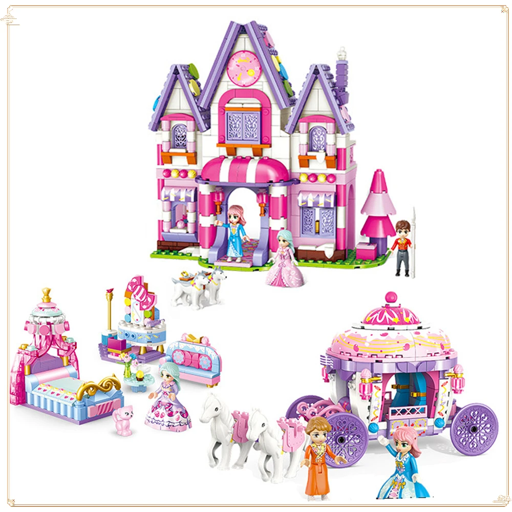 

Sweetheart Princess Series Dream Carriage Journey Royal Milkshake Carriage Girls Assemble Building Blocks Playing House Toy Gift