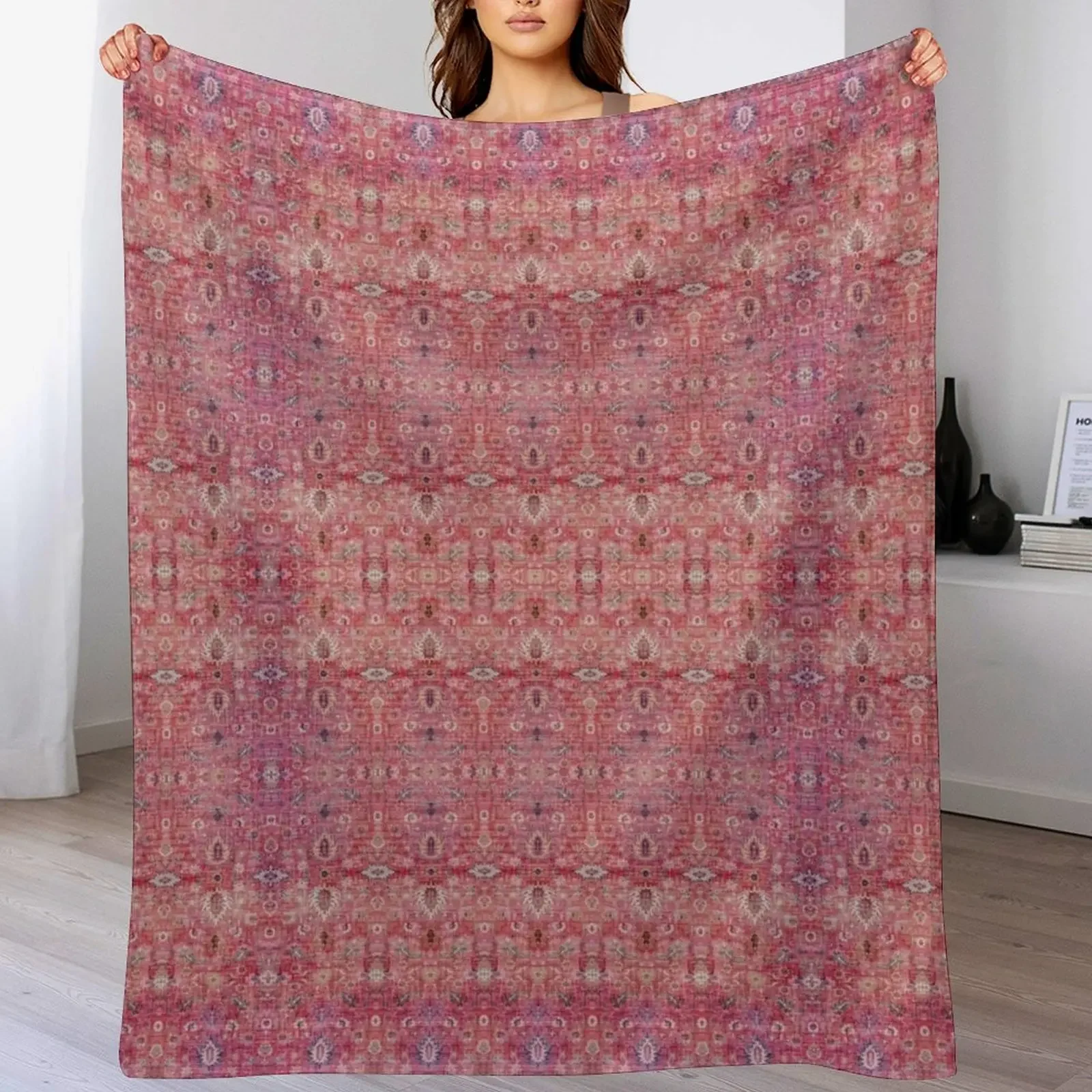 

Antique Traditional Pink Oriental Moroccan Style Throw Blanket For Decorative Sofa for sofa Extra Large Throw Cute Blankets
