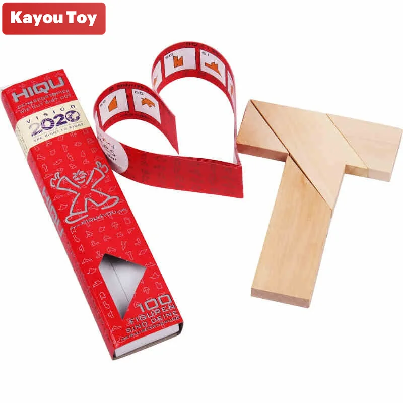 Tangram Puzzle en bois en forme de T, 1 pièce, jouets éducatifs, jeu pour enfants et adultes