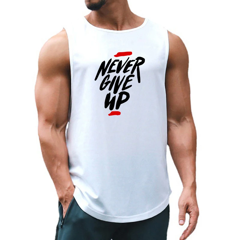 

Summer Men Gym Printing Fitness Tank Tops Mesh Gym Clothing Loose Basketball Running Sports Sleeveless Vest Pumping Iron