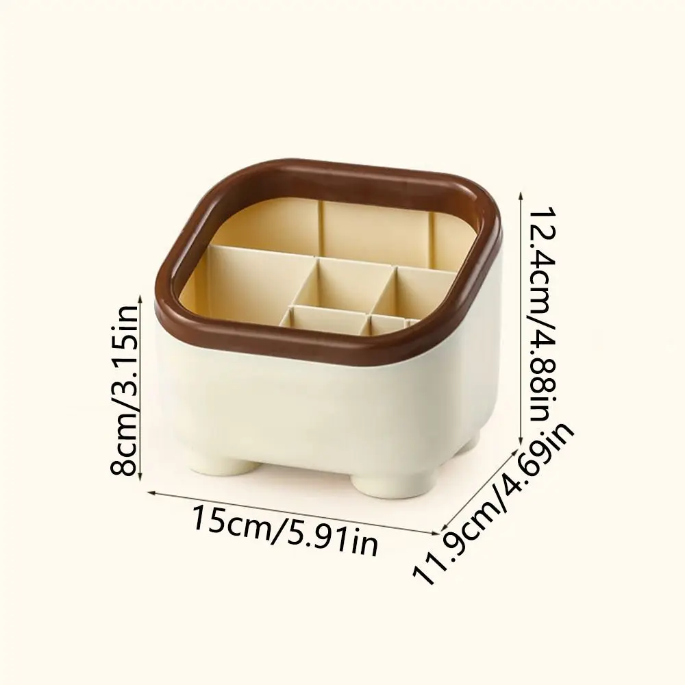 Cartoon Desktop Pen Holder Large Capacity Multi Grid Pencil Organizer Non-slip with Random Stickers Desktop Container Home