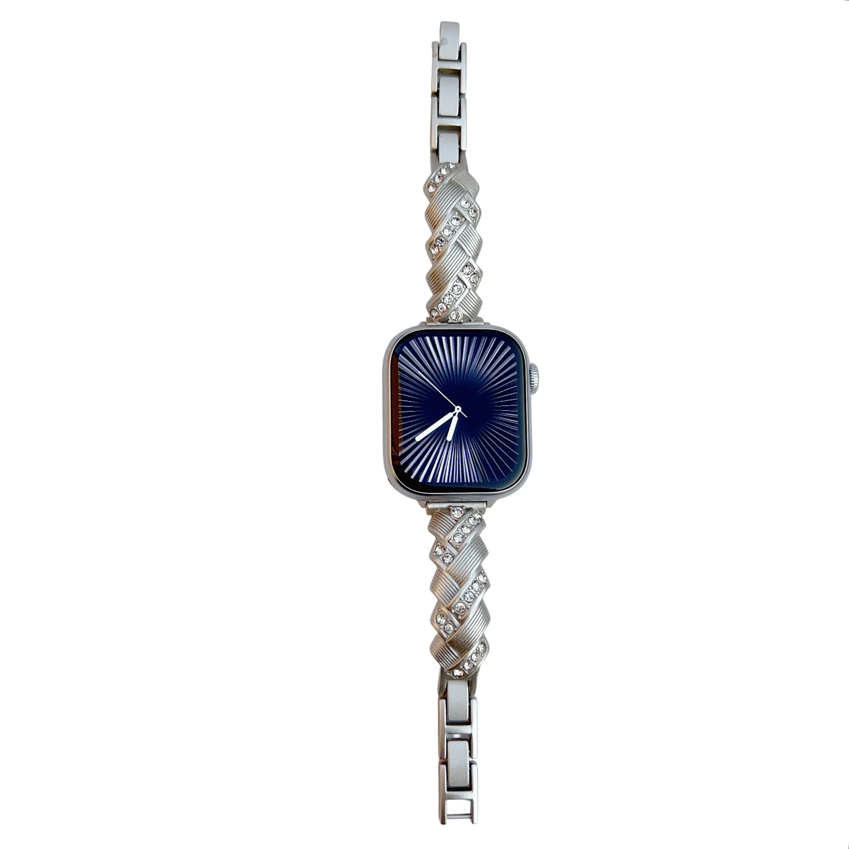 Stylish Flash Diamond Stainless Steel Strap Suit for All Range Apple Watch Series Wheat Ear-shaped Bracelet Diamond Metal Strap