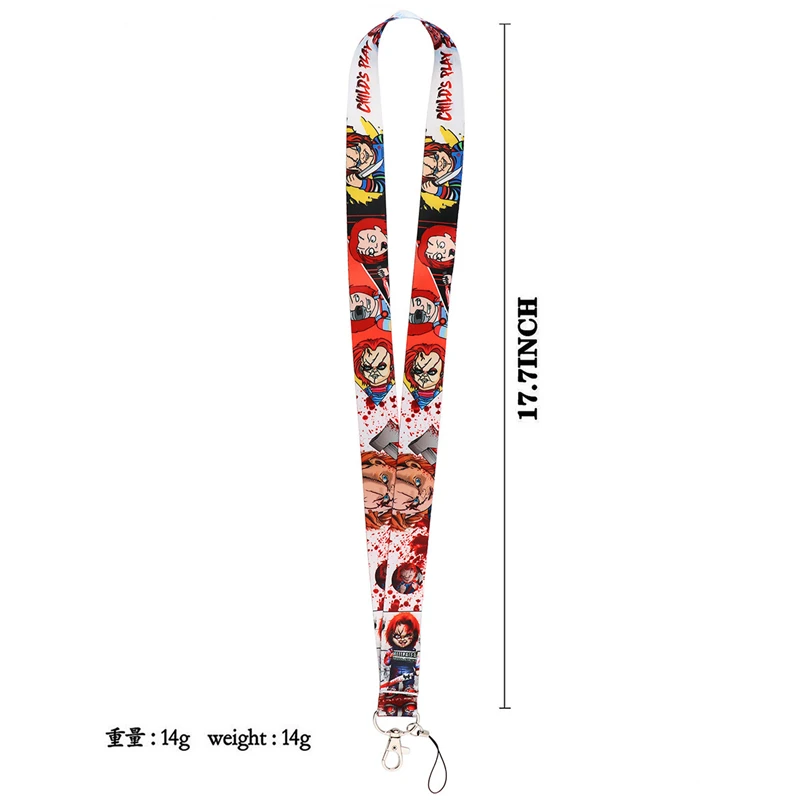 Horror Film Chucky Child Fashion Lanyard ID Badge Holder Bus Pass Case Cover Slip Bank Credit Card Holder Strap Card Holder