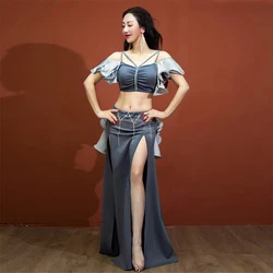 Belly Dance Set Women Skirt Practice Clothes Female Adult Elegant Exercise Top Oriental Dancing Profession Clothes