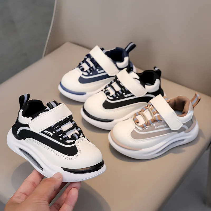 2026 New Spring Fall Sport Shoes for Boys Fashion Patchwork Sneakers for Girls Black Khaki Blue Kids Trainers Size 21-30