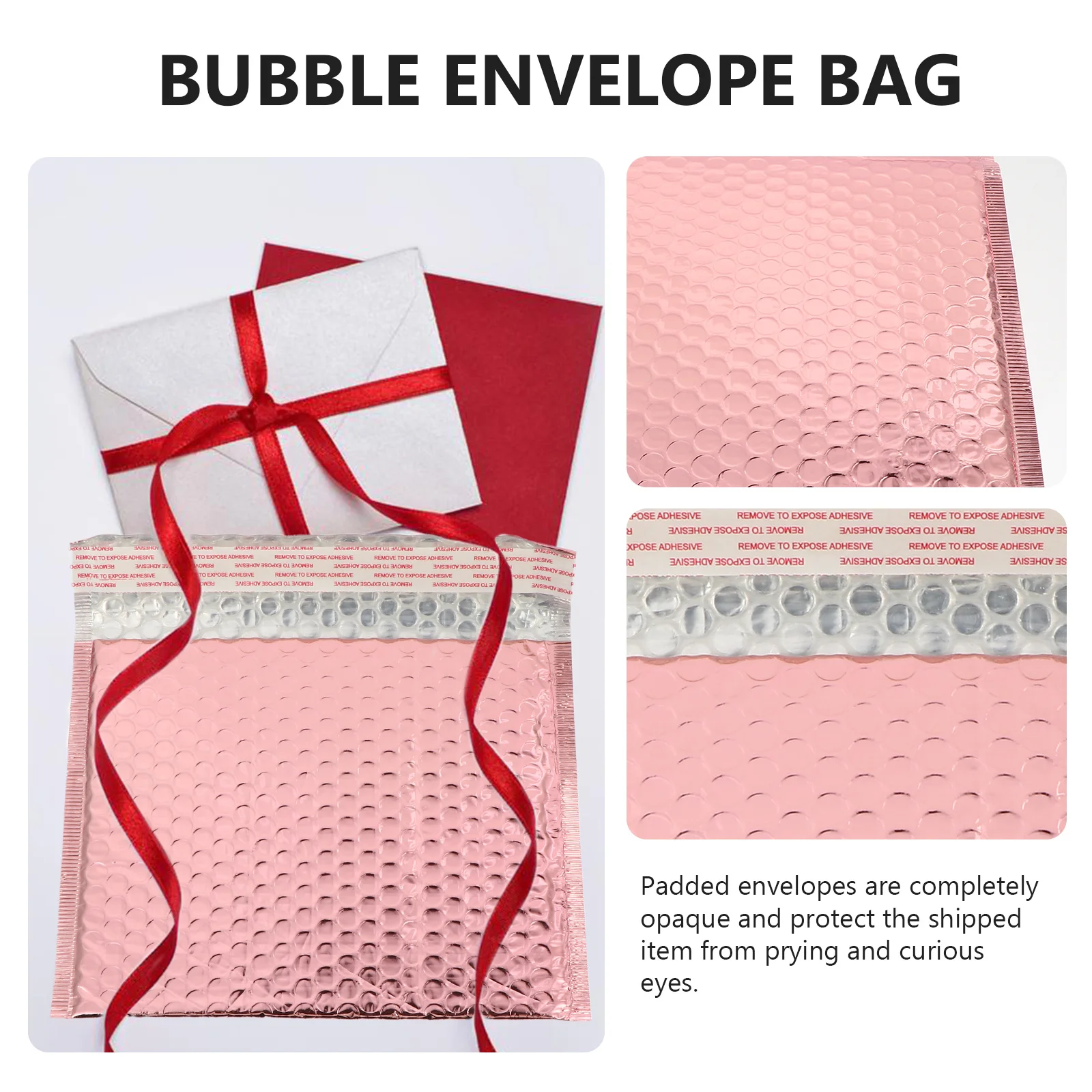

25Pcs Bubble Envelope Bags Rose Gold Padded Mailers Self Seal Mailing Envelopes Protective Bubble Package for Electronics