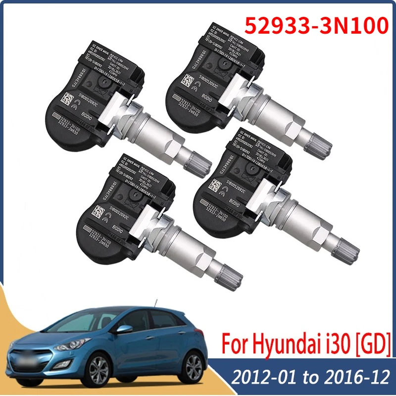 For 2012-2016 Hyundai I30 [GD] Genesis Coupe [BK] Santa Fe Iii [DM] 52933-3N100 Tire Pressure Sensor 4PCS TPMS 433MHZ 529332M650