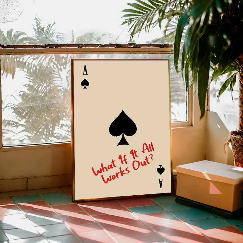 1pc frameless Canvas Painting Minimalist Spades Playing Card Poster Printed Retro Art Kitchen Aesthetic Decoration Modern Home W