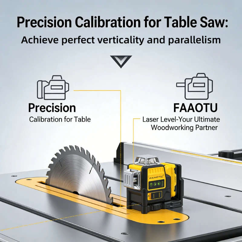 

FAAOTU 089LG Professional 3-Sided 12-Line 360° Laser Level 12V DW Battery Compatible Green Laser Tool for Outdoor Use