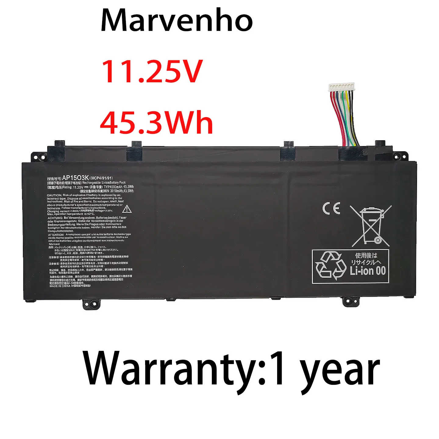 Nueva batería para ordenador portátil Marvenho 45.3wh 11,25 V 4030mah AP15O3K AP15O5L para Acer Aspire S13 S5-371 Chromebook R13 CB5-312T-K8Z9
