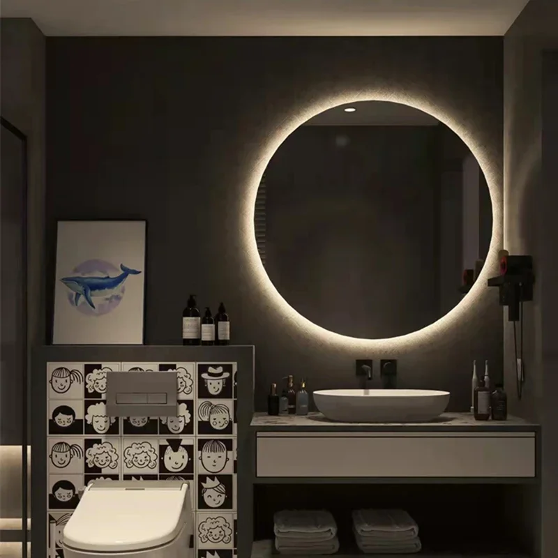 Lamp Wall Mounted Round Mirror Bathroom Customized Modern Led Makeup Mirror Touch Defogging Espejo Pared Bathroom Fixture