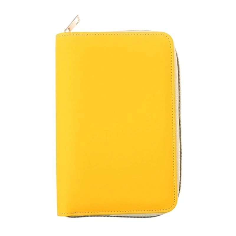  Zippered Leather Notebook Binder Cover with Card Pocket Elastic Pen Slot Refillable 6 Rings Binder Cover for Planner