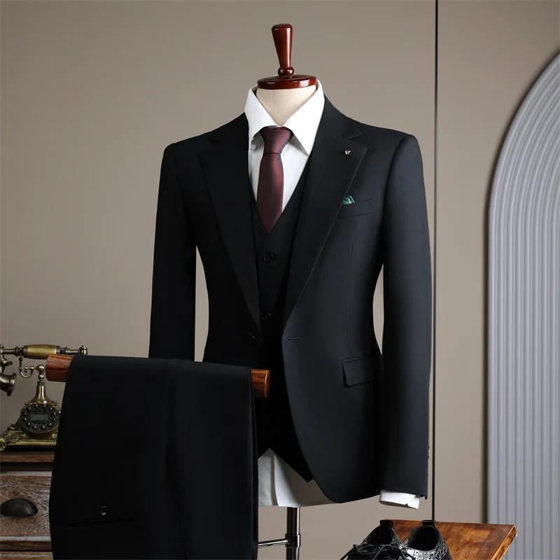 High-end Fashion Business Men's Suits 2-piece Set Classic Wedding Groomsman Solid Color Suit Formal Business Office Male Suit