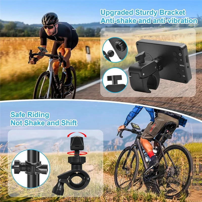 Bicycle Rear View Camera With Handlebar Mirror, 1080P Resolution, 4.3