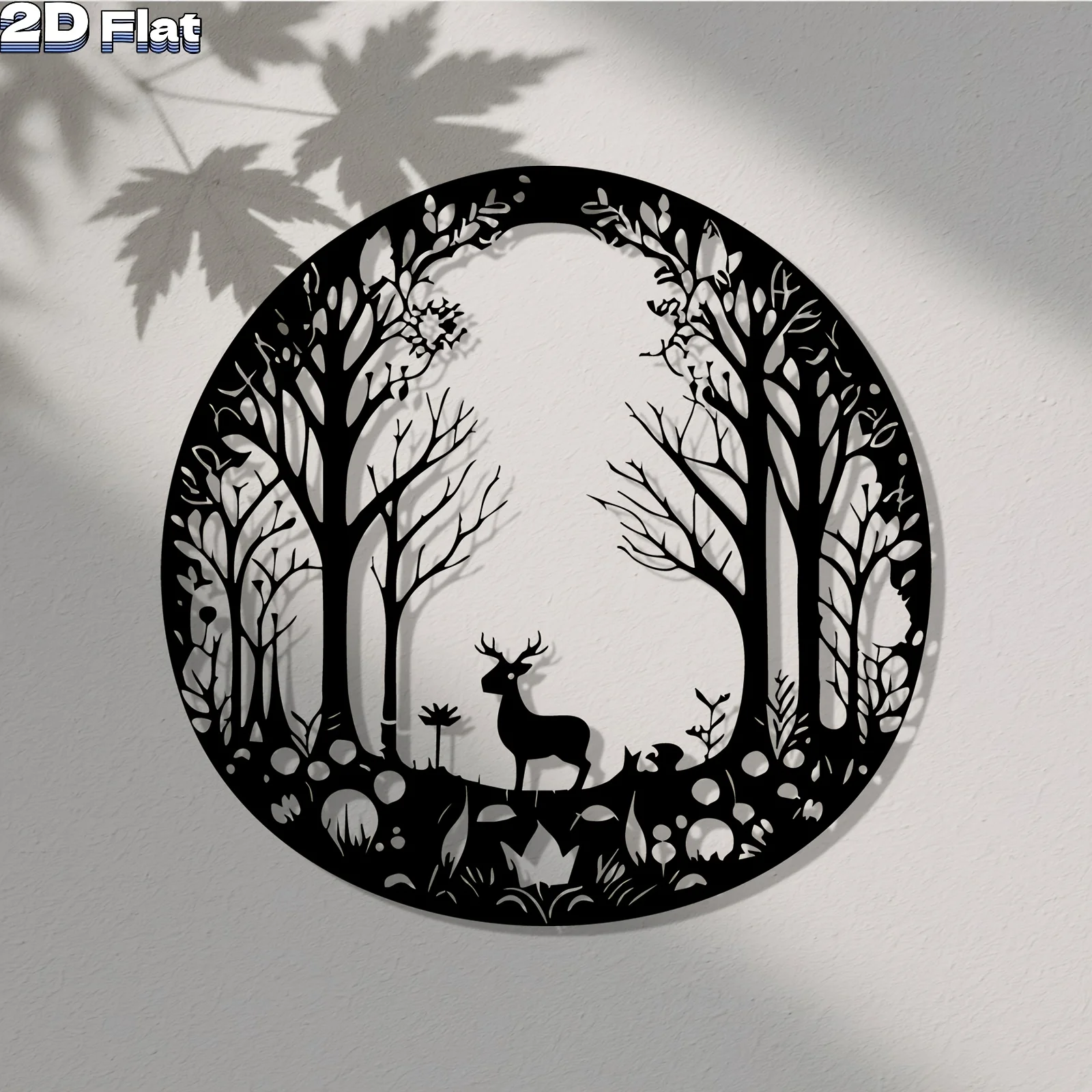 Brand Modern Deer Metal Wall Art Rustproof Iron Sculpture Elegant Silhouette Foliage Indoor Outdoor Home Garden Decor
