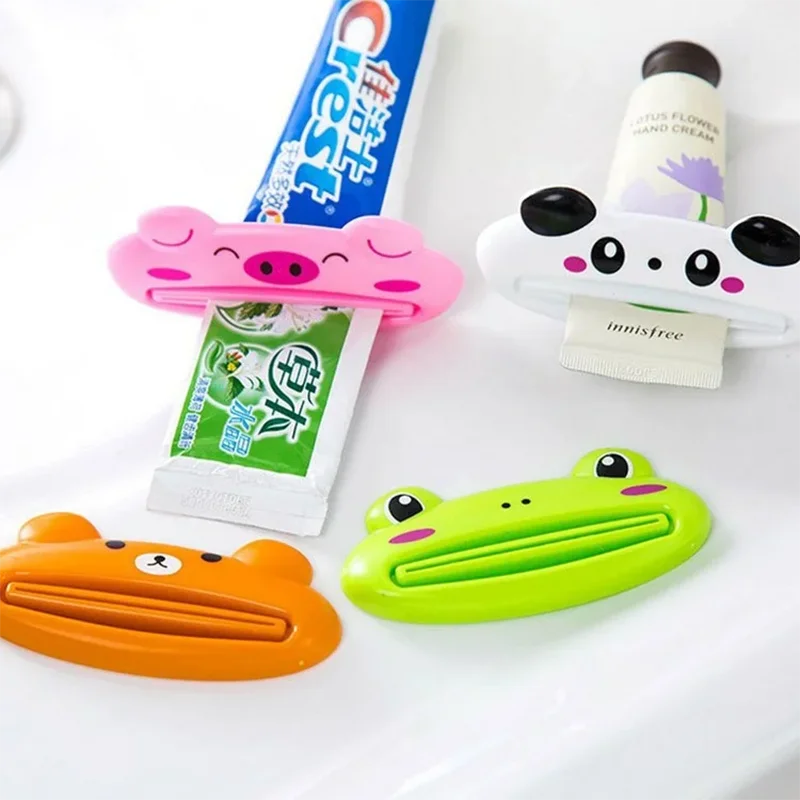 Cartoon Animal Squeezer Oral Care Tube  Rolling Squeezing  Facial Cleanser Press Tooth Paste Holder Bathroom Accessories 4pcs