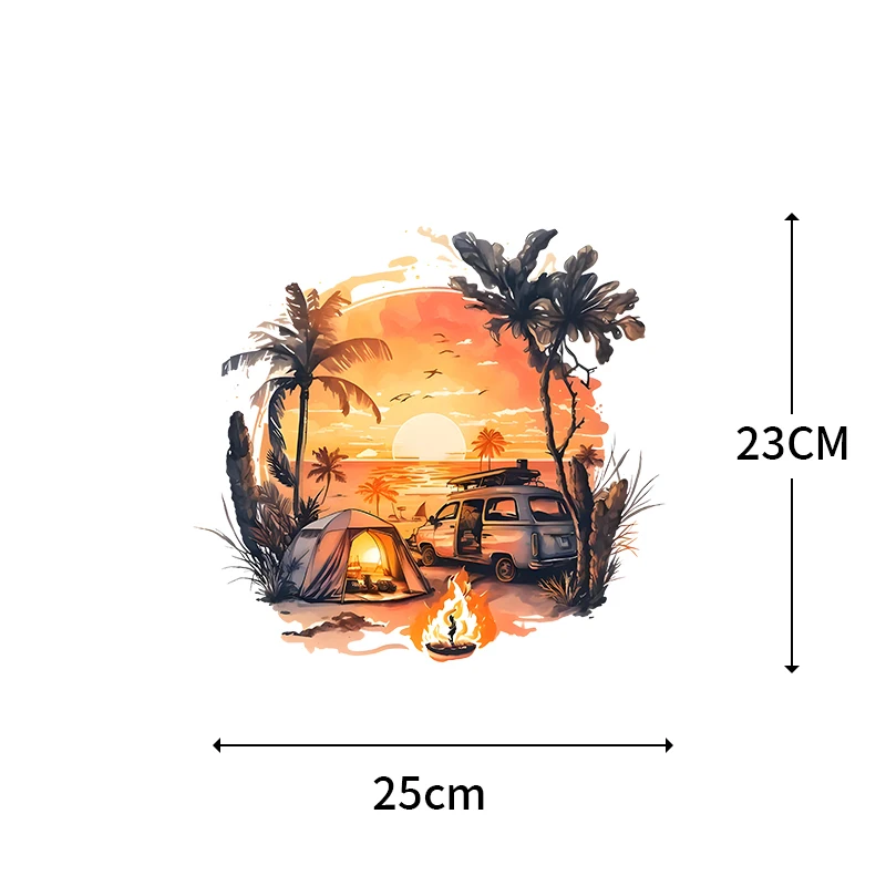 25CM Summer Palm Tree Iron-On Transfers For Clothing Heat Transfer Diy Hoodies Clothes Stickers Stickers On The Fabric Man Woman