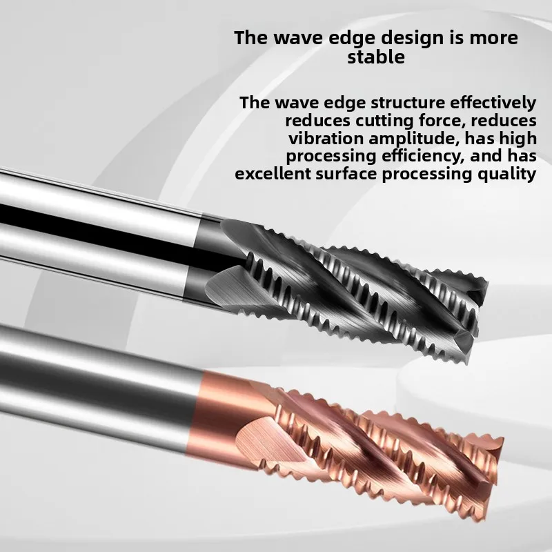 65° 4-Flute Carbide Roughing End Mill - Heavy-Duty Wave-Tooth Corn Cob Milling Cutter for Steel