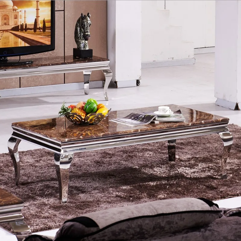 

Marble coffee table European stainless steel ktv night club clear bar small apartment TV cabinet combination bar table