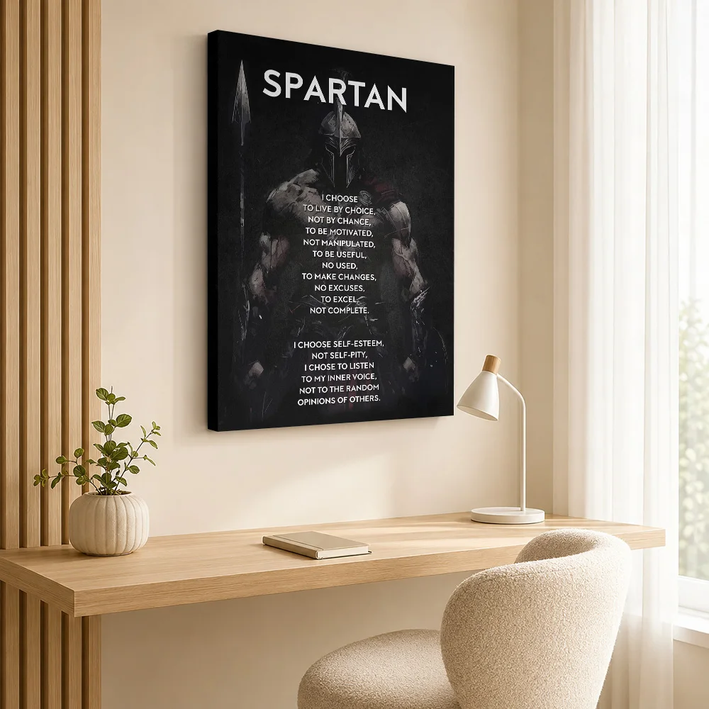 Spartan Warrior Quote Framed Canvas Print Customized Photo Expressive Typography Wall Art For Office Reception, Graduate Gift