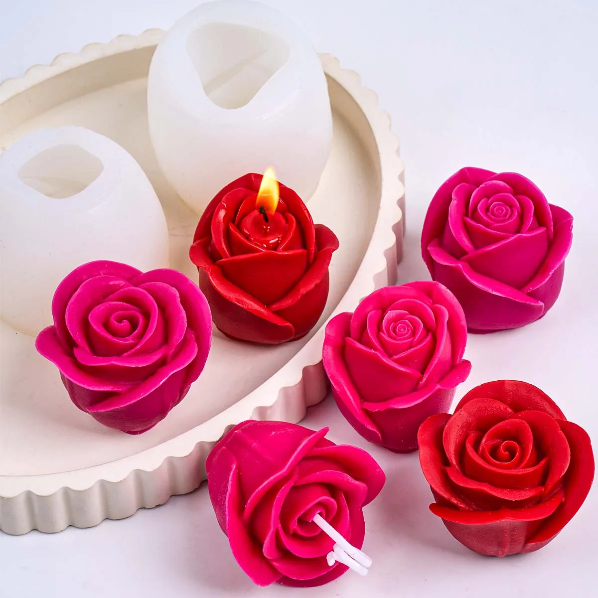 3D Rose Blume Silikon Kerze Form DIY Seife Gips Harz Casting Formen Schokolade Kuchen Backen, Der Valentinstag Handwerk Geschenke