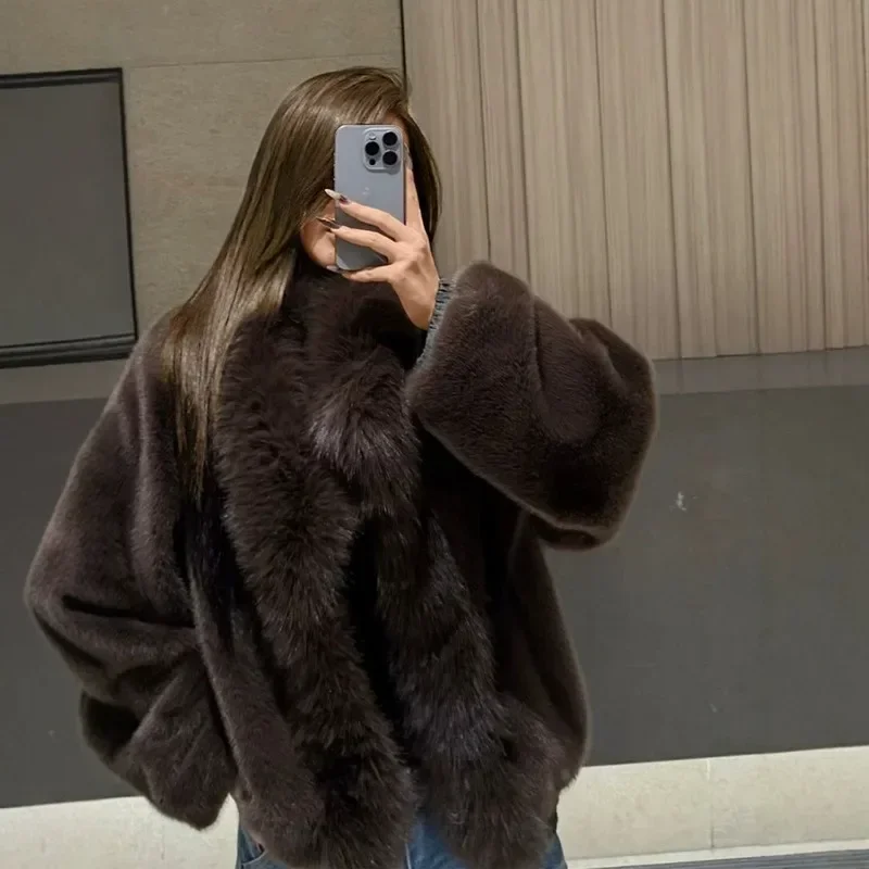 Super Beautiful Eco-friendly Fox Fur Coat Short Style for Autumn Winter,  Cross-border Bestseller,The Double-sided Wear Style.