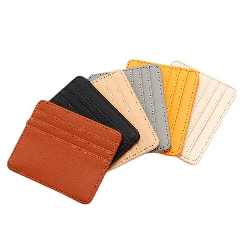 Tarjetero de cuero PU para hombre y mujer, caja de crédito bancaria de Color caramelo, billetera delgada con múltiples ranuras para tarjetas, monedero, funda para tarjetas de visita