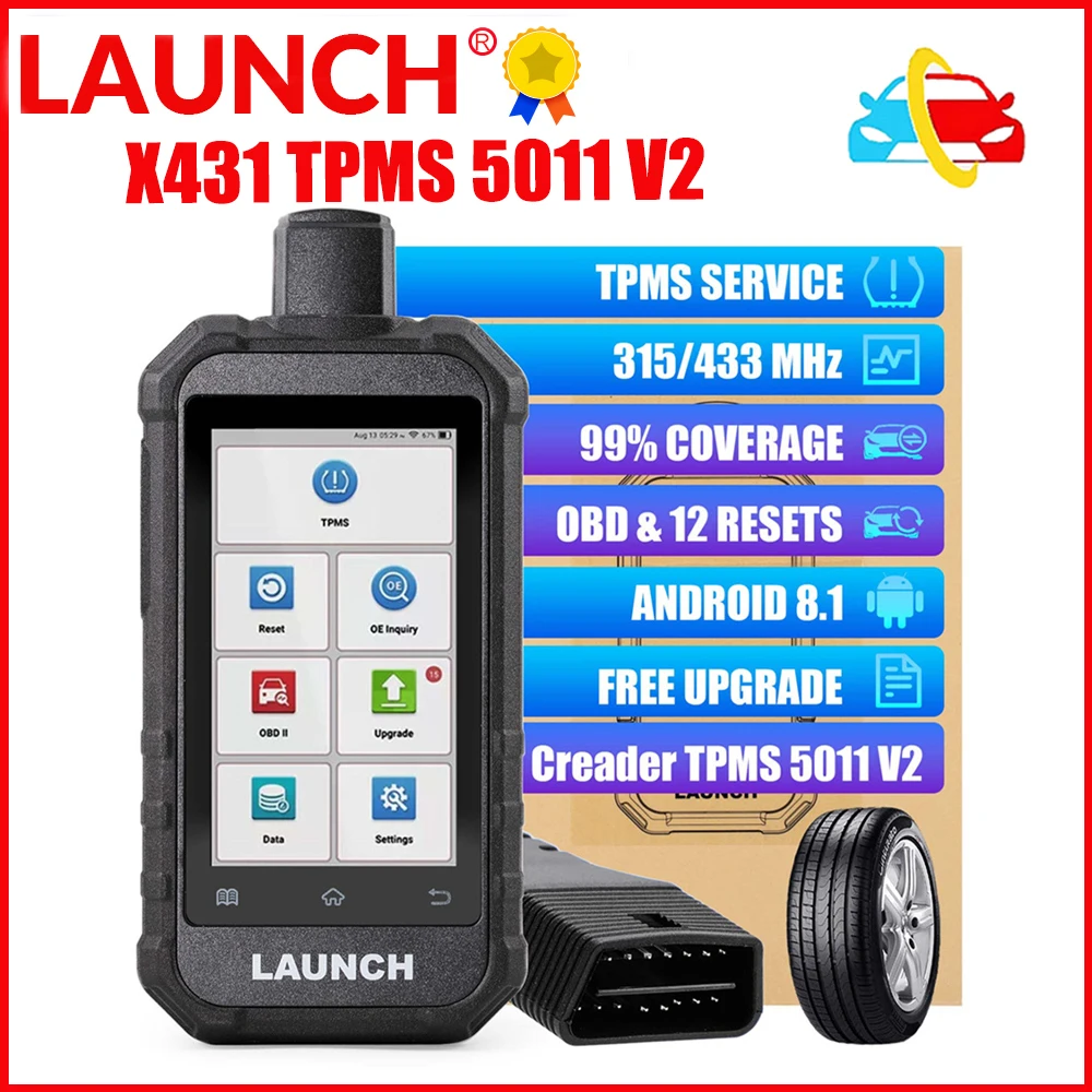 2025 NEW LAUNCH X431 Creader TPMS 5011 V2 315/433MHz Tire Pressure Programming Sensor Scanner Tool Supports12 Service Functions