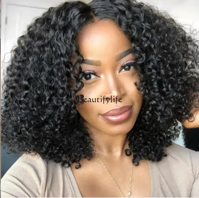 African Small Curly Wig Lady Fluffy Explosion Head, Chemical Fiber Full Headgear