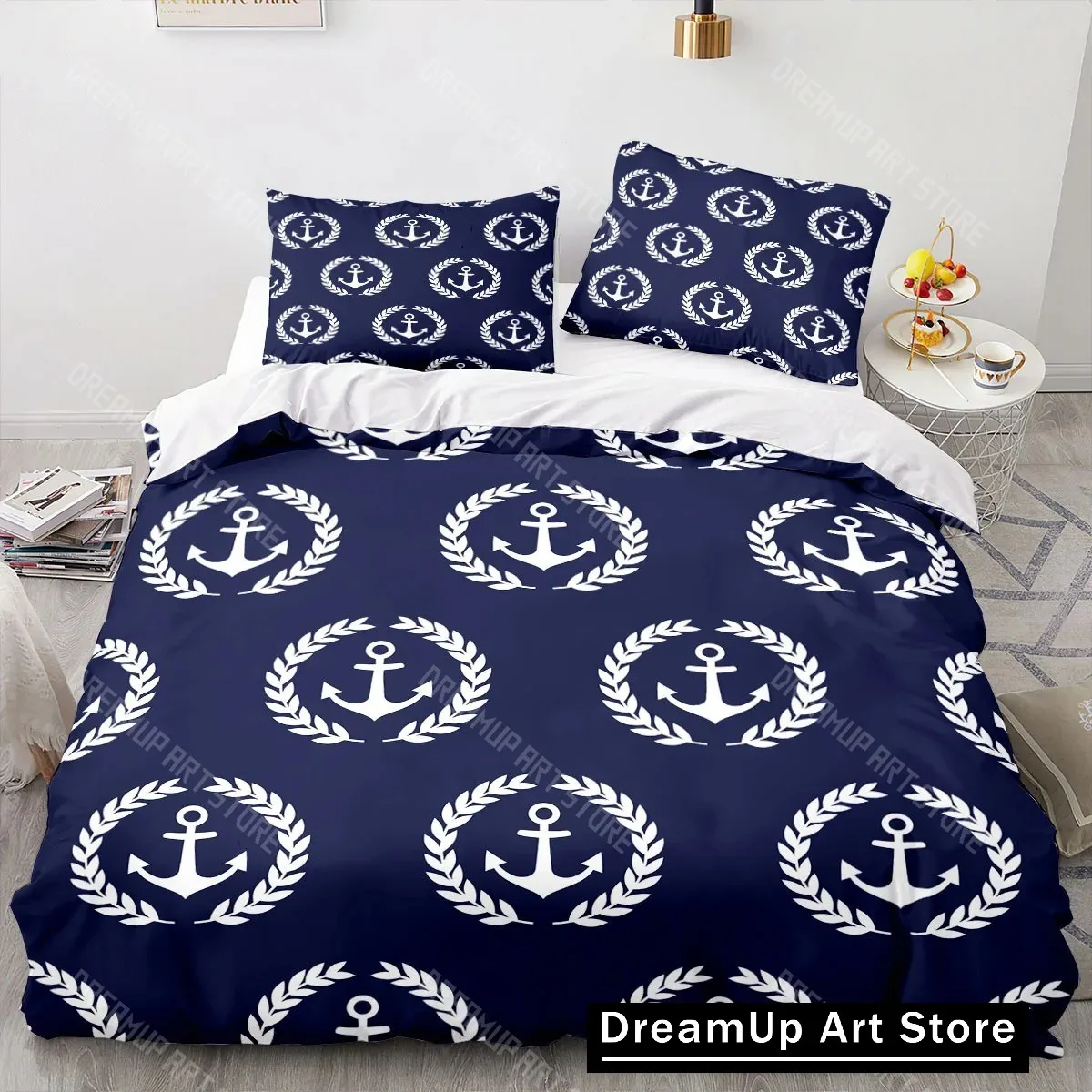 3D Printed Ship's Anchor Bedding Set for Boys Girls Duvet Cover Ocean Spirit Pillowcase Twin Queen King Full Single Double Sizes