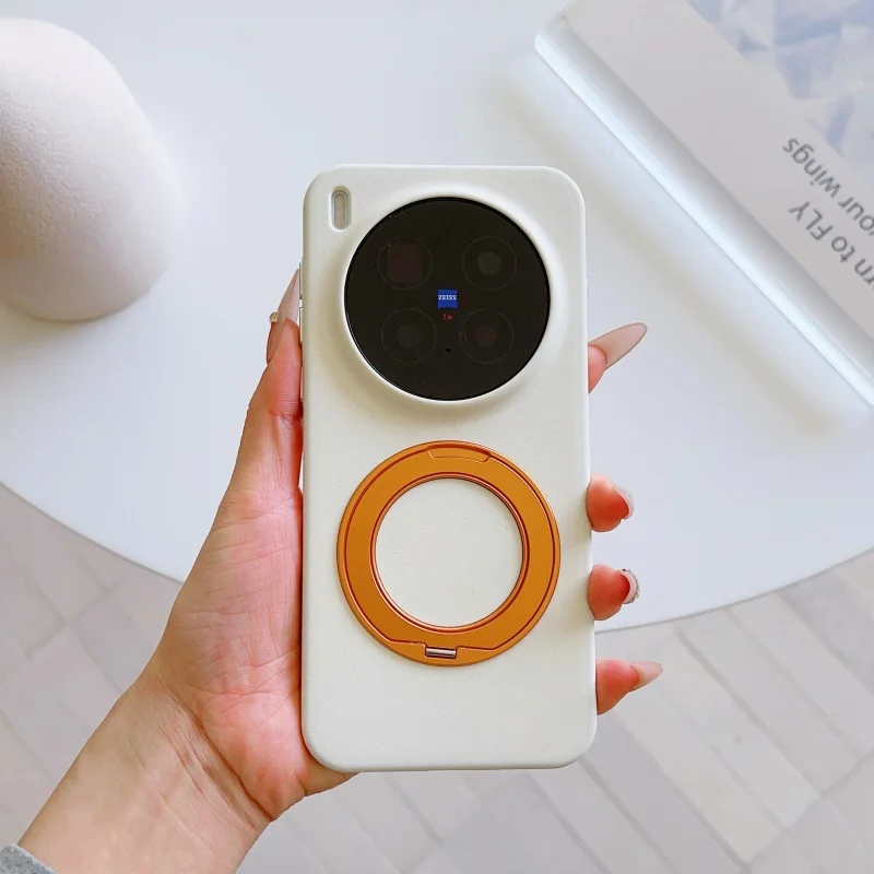 

For Vivo X300 Pro Case Magsafe Matte Rock Sand Rotatable Stand Anti-slip Anti-sweat Anti-fingerprint Cool Grip Cover