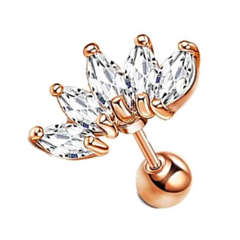 Butterfly Labret Piercing Lip Stud Cluster Crystal Earrings
