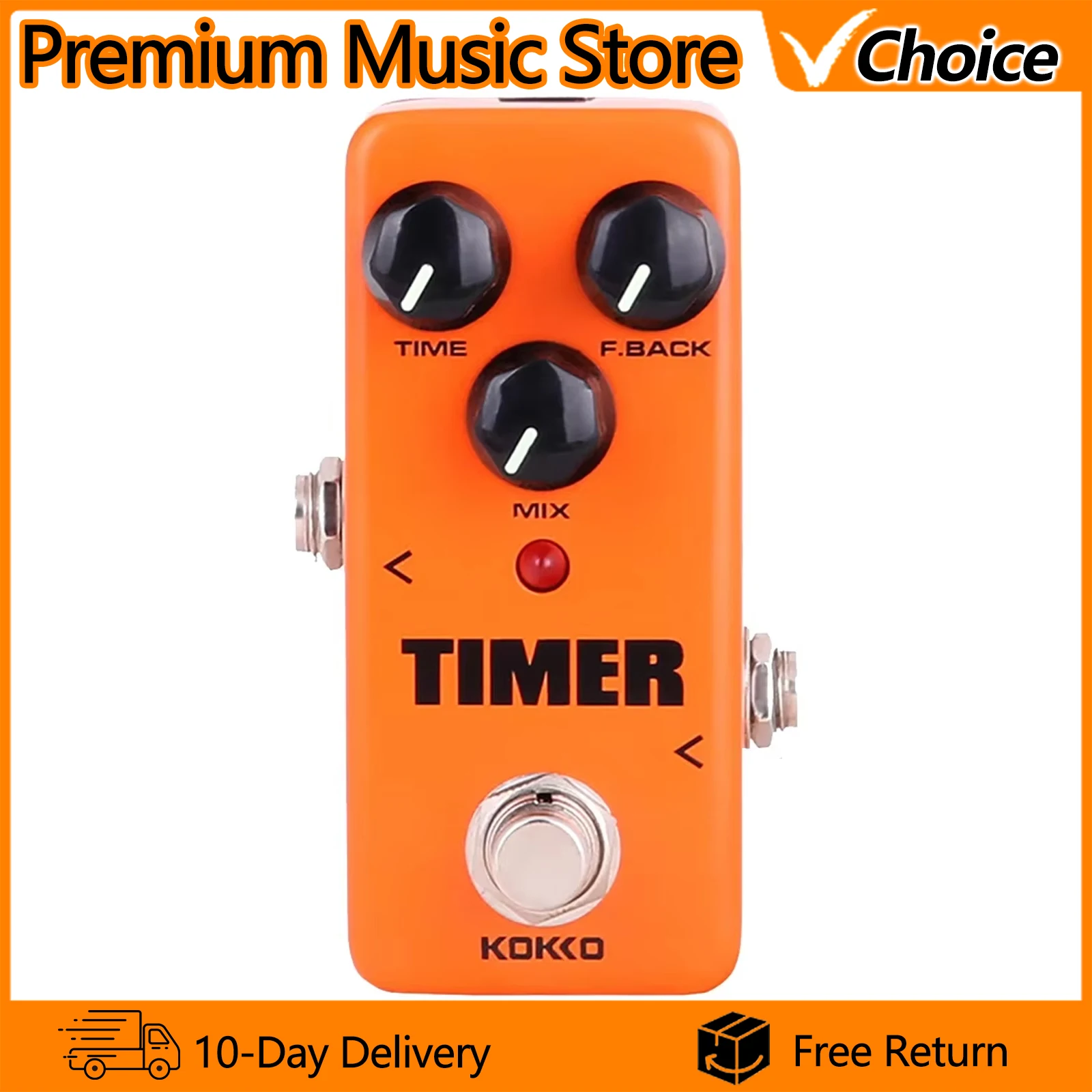 

KOKKO Electric Guitar Pedal TIMER Classic Digital Time Delay Effects Hardware Passthrough Design Effects Guitar Parts Accessory
