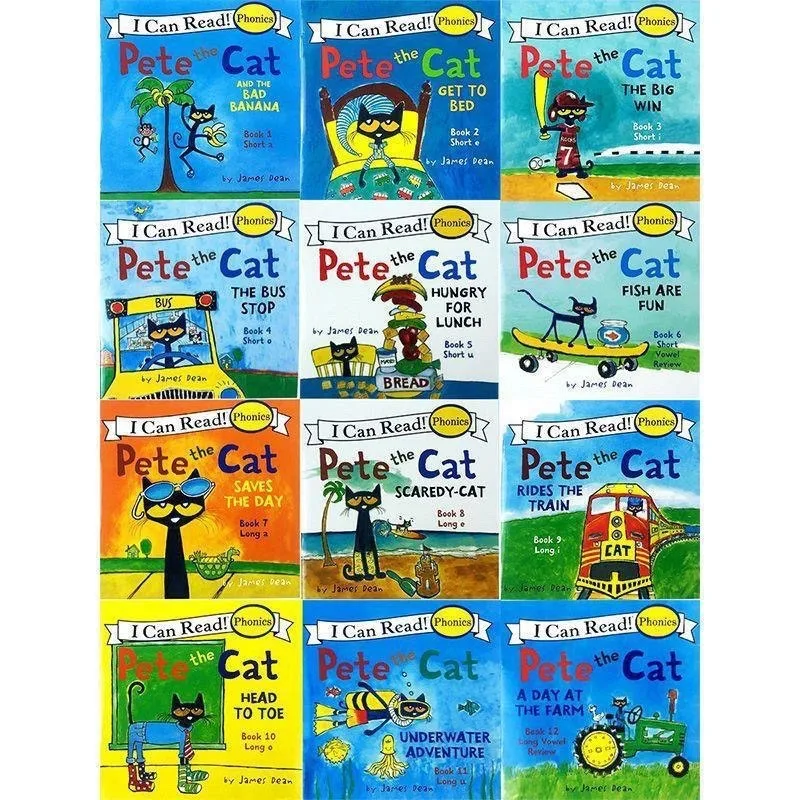 12 Stuks Ik Kan Lezen Phonics Serie Pete De Kat. Ik Kan De Phonics-Serie Pete The Cat Lezen