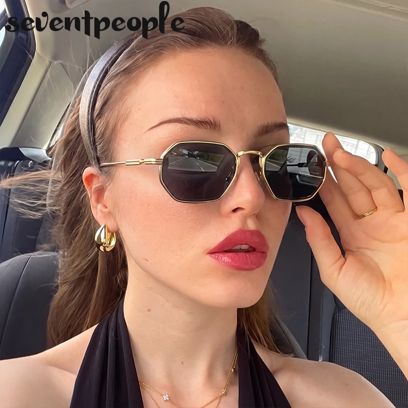 Steampunk Small Octagon Sunglasses Women 2026 Luxury Designer Trendy Metal Frame Square Sun Glasses Retro Driving Shades UV400